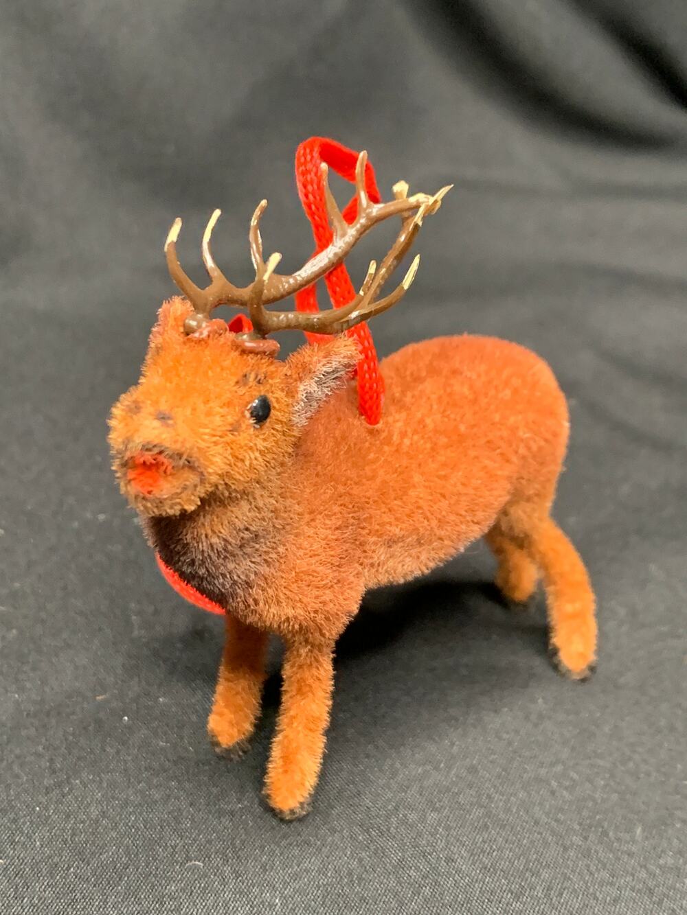 Vintage Wagner Handwork Flocked Reindeer Ornament West Germany Kunstlerschutz